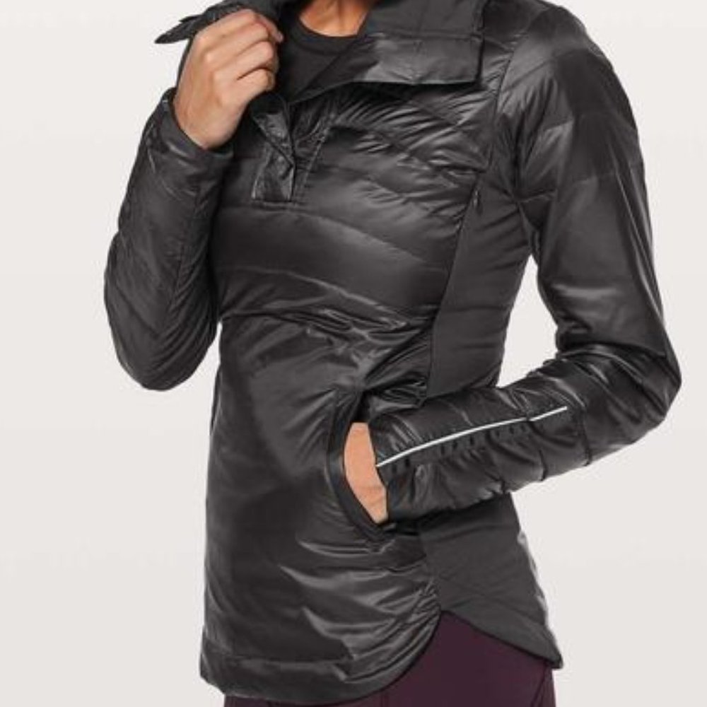 LULULEMON Down for a run black pullover puffer pouch pockets top jacket 4 - Picture 4 of 12